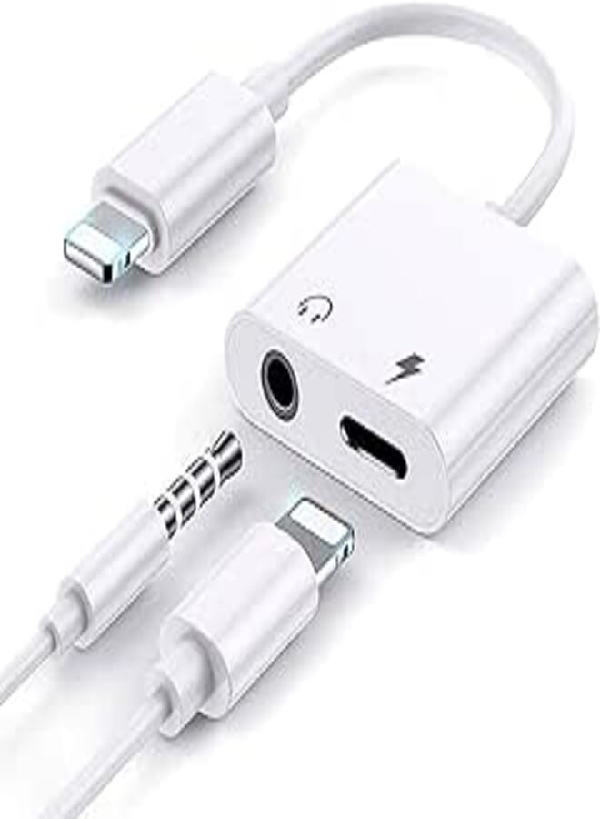[Apple MFi Certified] iPhone Headphones Adapter, Lightning to 3.5mm Headphone Adapter Dongle Charger Jack & AUX Audio 3.5mm Earphone Splitter for iPhone 12/11/XS/XR/X/8/7/SE/iPad, Support All iOS